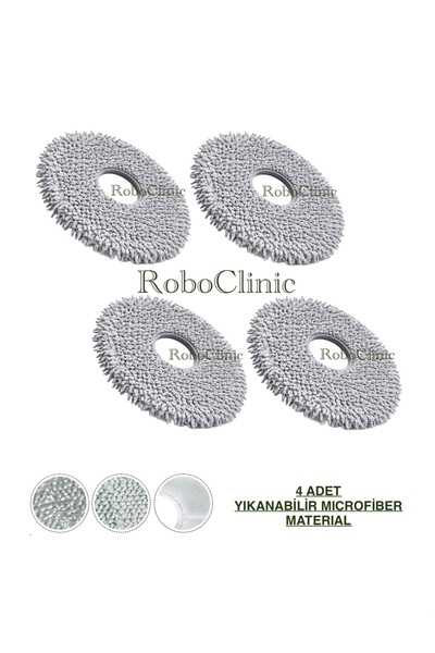 Roboclinic ممسحة بديلة متوافقة مع مكنسة روبوروك كي ريفو سي برو الروبوتية - 4 قطع