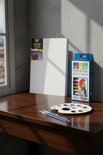 Arthobi Guaj Boya Seti 25x35 Tuval, 10 Renk Boya, Palet Ve 2 Adet Fırça