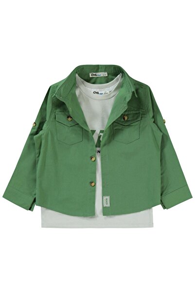 Civil Boys تي شيرت للأولاد بعمر 2-5 سنوات باللون الكاكي الفاتح