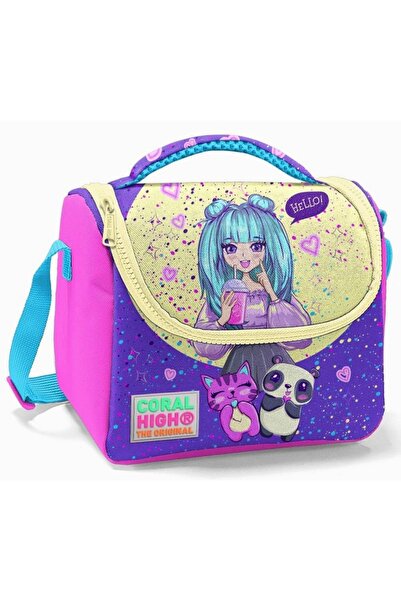 Hype Store حقيبة غداء معزولة للفتيات من High Pink Purple Anime مطبوع