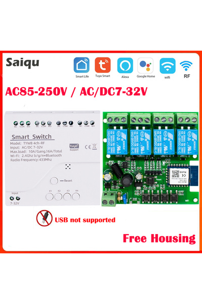 Choice AC85-250V 4CH Zigbee Tuya Smart Home Relay Module 85-250V Relay AC DC ...