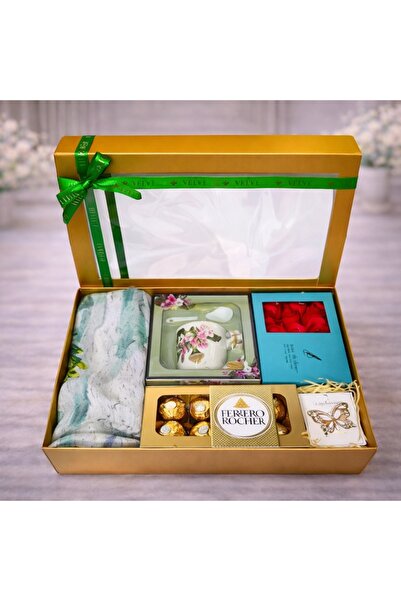 velve Pachet Spring,cana din ceramica cu lingurita,esarfa satinata din matase...