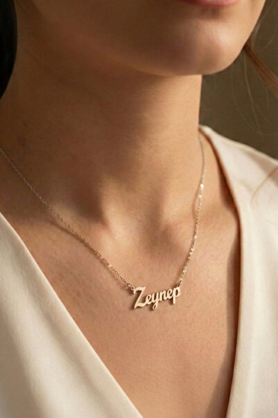 Modafadır 925 Ayar Gümüş Kişiselleştirilebilir İsimli 14 Ayar Altın Kaplama R...