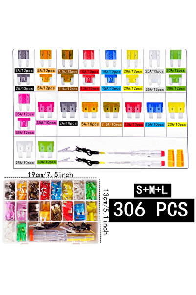 Choice مجموعة فيوزات سيارات مكونة من 306 قطعة (صغيرة، متوسطة، صغيرة، من نوع ا...