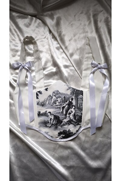 Pinn tekstil Corset alb cu model în talie