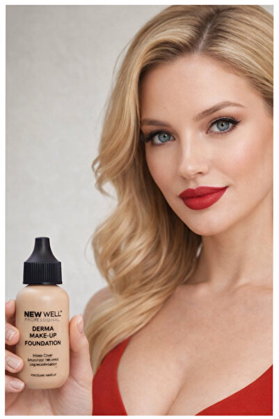 New Well Fondöten - Derma Long Lasting Foundation 3-Makyaj Süngeri Hediye