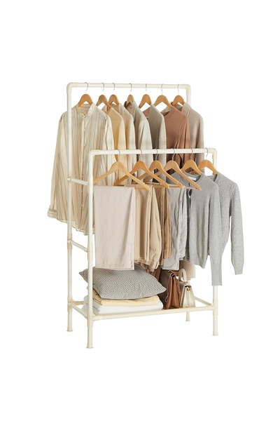 Hype Store Giysi Rafı, 2 Asma Raylı Metal Stant, Maksimum Yük 55 Kg, Kolay Mo...