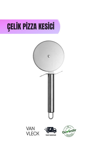 VAN VLECK Paslanmaz Çelik Pizza Kesici – 9 cm Bıçaklı Hamur Ruleti, Ergonomik...