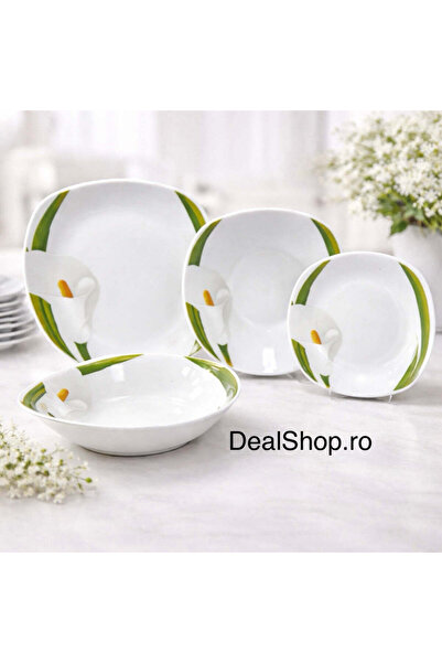 dealshopromania Set de cină din porțelan, 19 piese, pentru 6 persoane, model ...