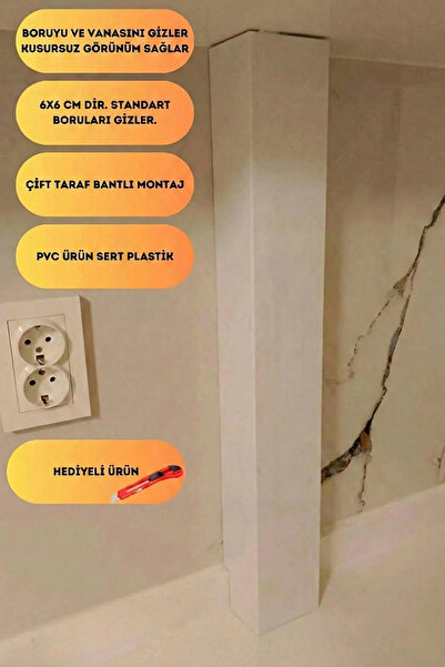 Raffa Doğalgaz Borusu Kapatma Ve Gizleme Kanalı 6x6 Cm Yapışkanlı Boru Saklam...