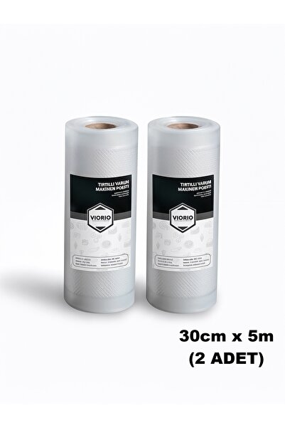 VI'ORIO 30cm X 5m (2 Adet) Rulo Tırtıklı Vakum Makinesi Poşeti Vakum Poşeti
