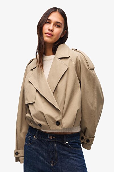 Bershka Kısa balon efektli trençkot ceket