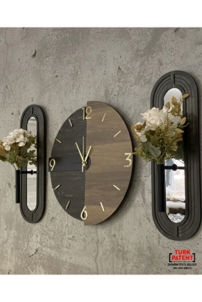 Blackframe Milano design - Antrasit - Siyah & Koyu meşe Duvar Saati 40x38 cm ...