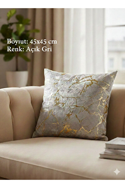 Tekstilsa Italijanski Somot svetlo sivi Navlaka za jastuk zlatni listići pozl...