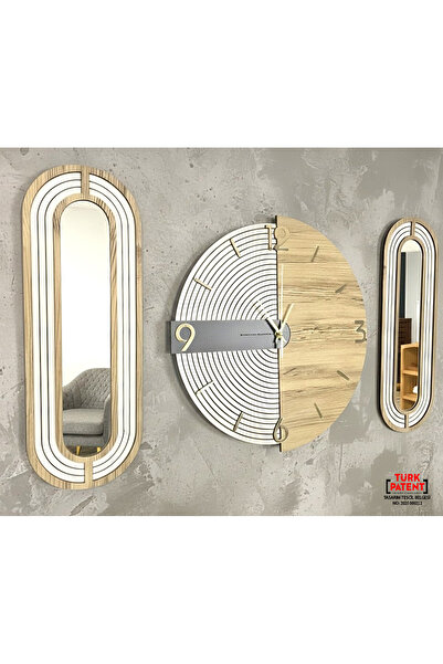 Blackframe Milano design - Açık Gri - Açık meşe Duvar Saati 40x38 cm Ve Ahşap...