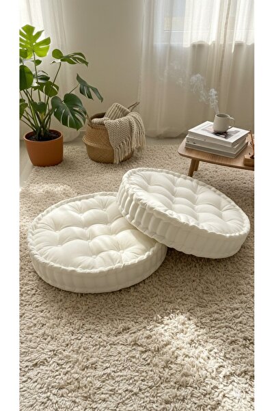 modakesim Krem Bisküvi Minder 2’li Set 60×60 cm – Yer Minderi, Salon & Balkon...