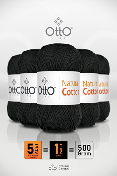 Otto Натурален памук - черен - пакет от 5 - 2 мм/100 г/200 м - памучна прежда...