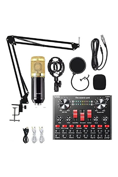 WOTOBE BM800 Filtreli Condenser Mikrofon V8S Ses Kartı ve Standlı Set