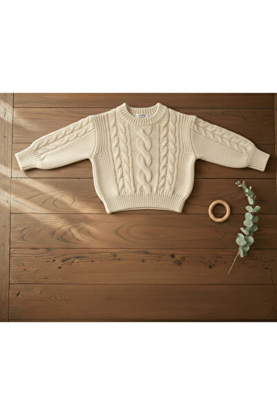 Nimini Kids Hair Knit Model Modern Crew Neck Unisex Baby Kids Knitwear Sweater