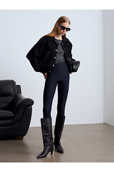 Dilvin 60781 Süet Bomber Ceket-Siyah