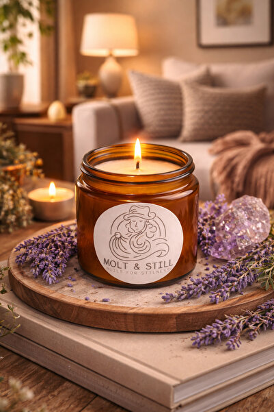 Molt & Still Lavanta Kokulu El Yapımı Soya Mum – Doğal Cam Kavanoz