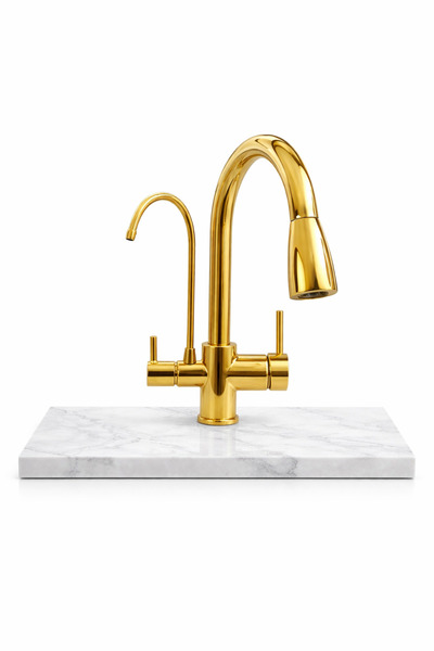 idimax Spiralli Arıtma Eviye Batarya Gold - 5 Yıl Garantili - Komple Pirinç D...