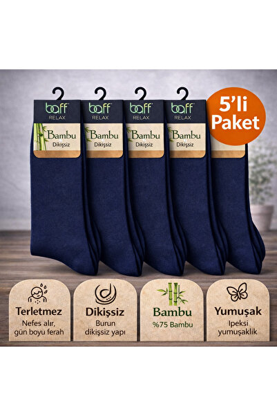 Baff Lacivert Bambu Erkek Çorap 5'li Paket (40-44)