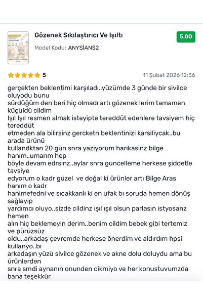 ANYSİA NATURAL Gözenek Sıkılaştırıcı Ve Işıltı