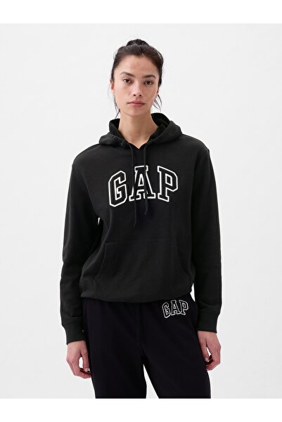 GAP Kadın Siyah Logo Havlu Kumaş Sweatshirt