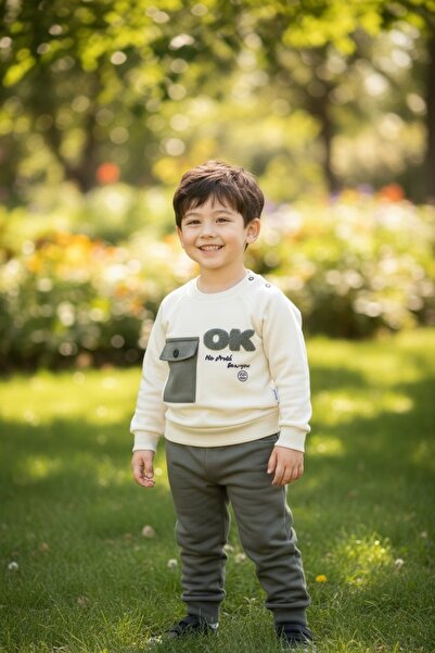 Pretty Erkek çocuk sweatshirt / eşofman takımı yeşil baskılı