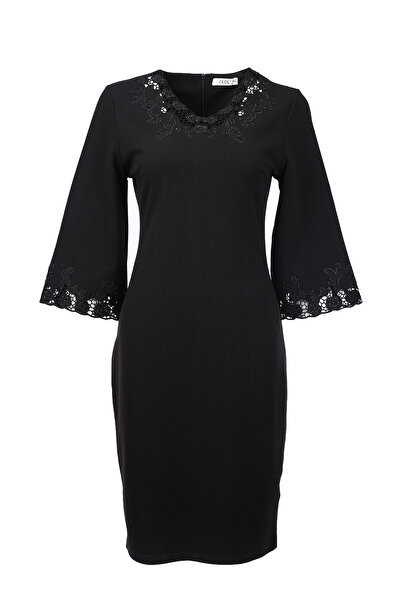 Ekol Rochie midi cu mâneci 3/4 din dantelă - minimalistă și elegantă