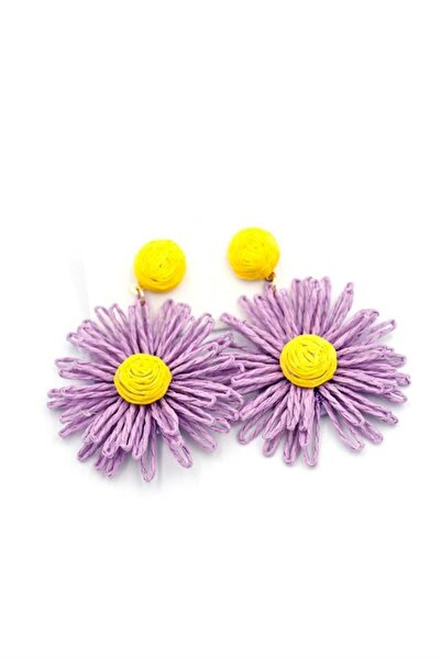 Royaleks Daisy straw earring - purple