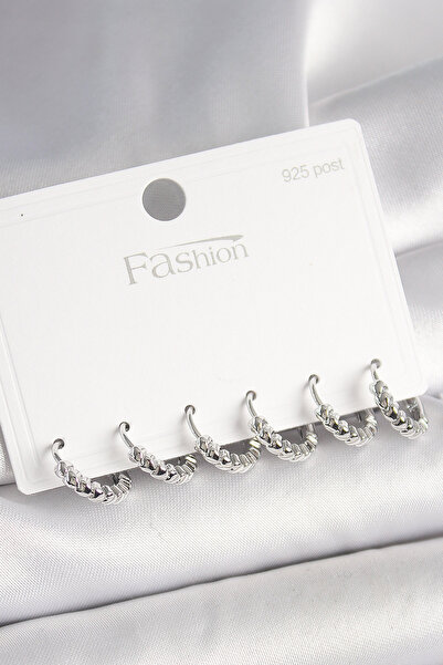 Skygo 925 Ayar Gümüş Çivi Pirinç Gümüş Renk Kalp İşlemeli Halka Model Kadın K...