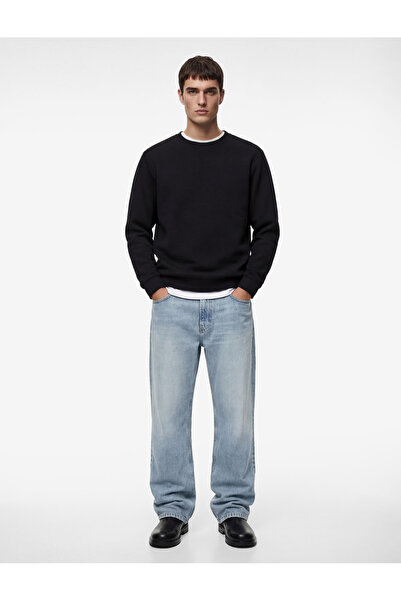 Koton Căptușit texturat cu mâneci lungi, cu potrivire normală guler rotund Sw...