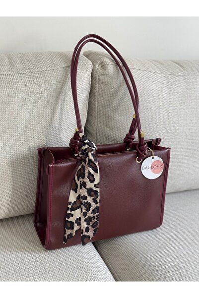 BAGLOVİS BORDO ŽENSKA TORBA ZA RAME S VEĆIM VOLUMENOM I ELEGANTNIM DIZAJNOM T...