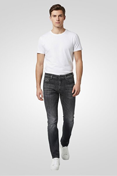 Replay Men Slim Fit Bronny Washed Stretchable Denim Jeans, Grey