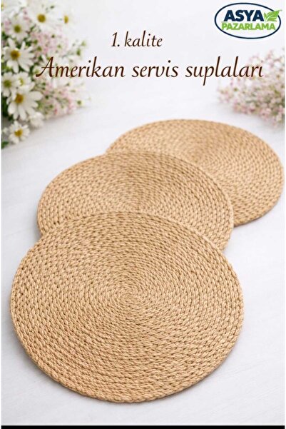 ASYA PAZARLAMA Wicker 36cm Large Size American Plate Holder, Luxury Presentat...