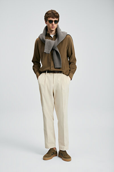 Lufian Federıc Kadife Erkek Chino Pantolon Comfort Fit Taş