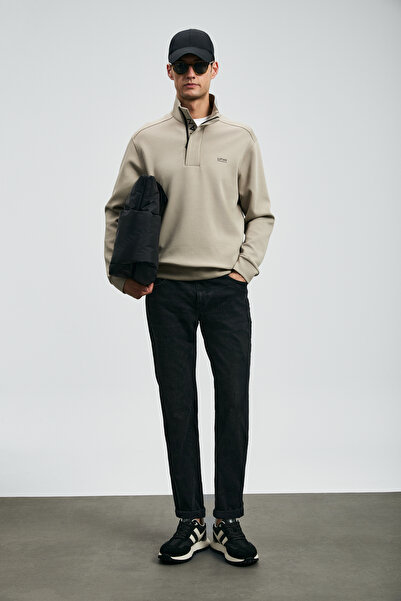 Lufian بنطلون ويليام سبور جين للرجال بقصة ضيقة باللون الأسود