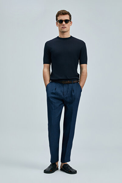 Lufian Spear Men's Cotton Sweater Dark Navy Blue