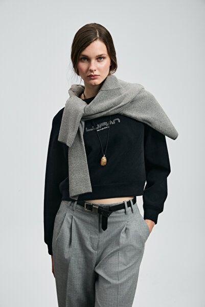 Lufian Beggy Kadın Örme Sweatshırt Siyah