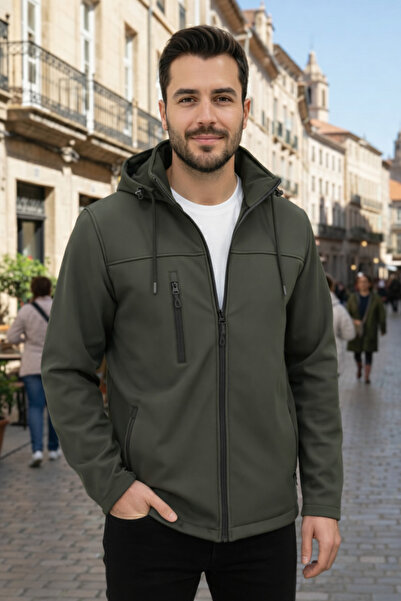 zeyra Erkek çıkarılabilir kapüşonlu içi polarlı su ve rüzgar geçirmez softshe...