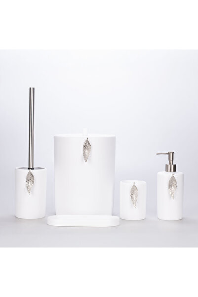 Selim Leaf Bathroom Set White Silver