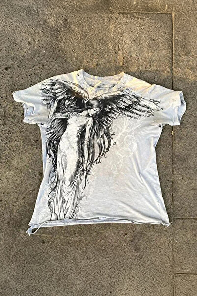 Köstebek Beyaz Vintage Angel Affliction Cyber Grunge Unisex T-shirt