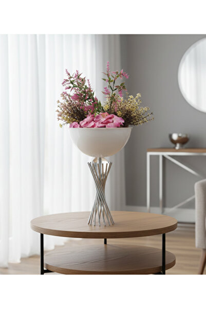 Decodelight Modern Dekoratif  Krom Kaplama Burgu Ayaklı Taşlı 20 cm Çapında B...