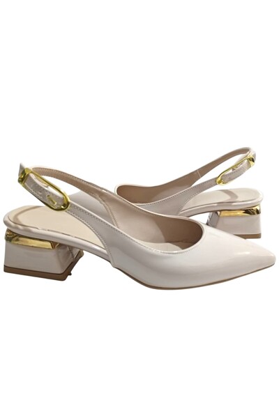 ForYou4 Women's Beige Evening Dress Shoes Daily Wear Short Heel 4 cm Heel Tpu...