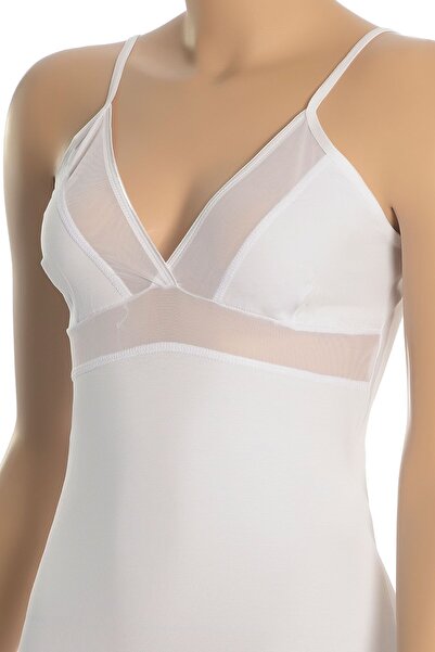 Öts Kadın Atlet Tüllü İp Askılı (%96 Pamuk - %4 Elastan)