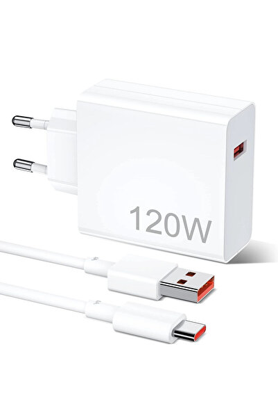 Genel Markalar 120W (Watt) Ultra Hızlı Şarj Aleti Type-C Kablo ve Adaptör Şar...