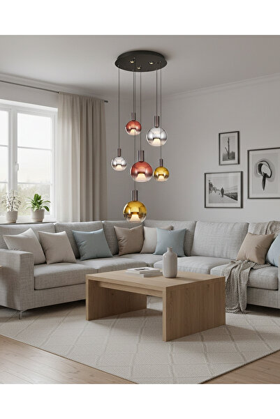 Özcan Aydınlatma 2848-6A-24 Luccas 6'lı Sarkıt Mix Platin