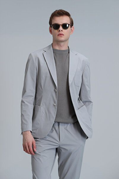 Lufian Mex Spor Erkek Blazer Ceket Slim Fit Açık Gri